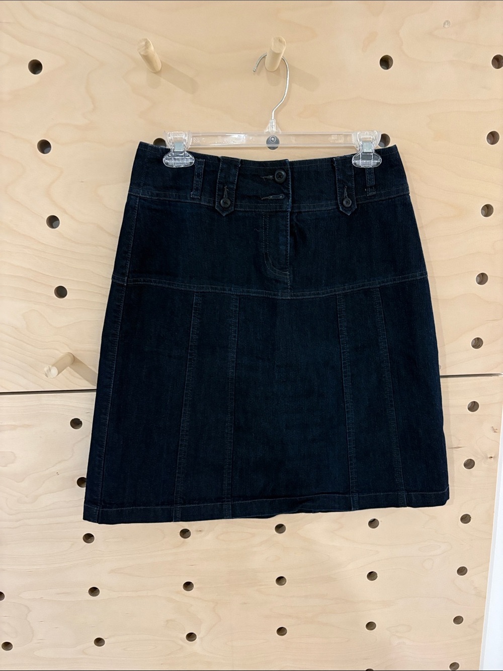 RW&CO. Black Denim Panel A-Line Mini Skirt